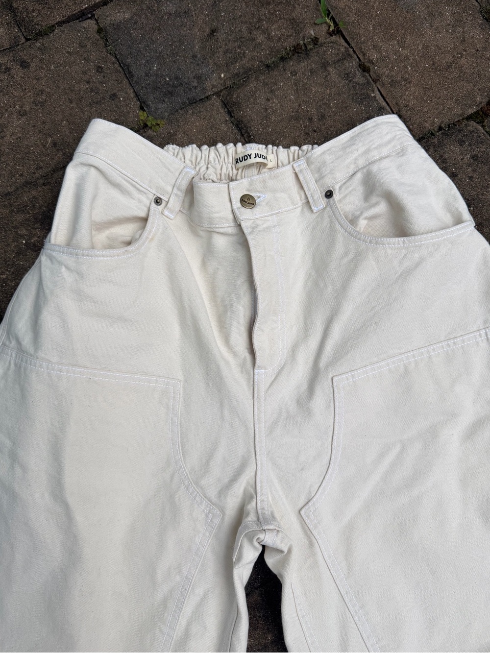 Like New RJ Big Baby Utility Jeans in Natural Canvas sz L - Picture 2 of 9